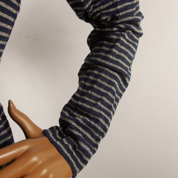 LAUREN Top XL Navy/Gold Striped Shirt NWT Casual Party Blouse Long Sleeves - Picture 4 of 9